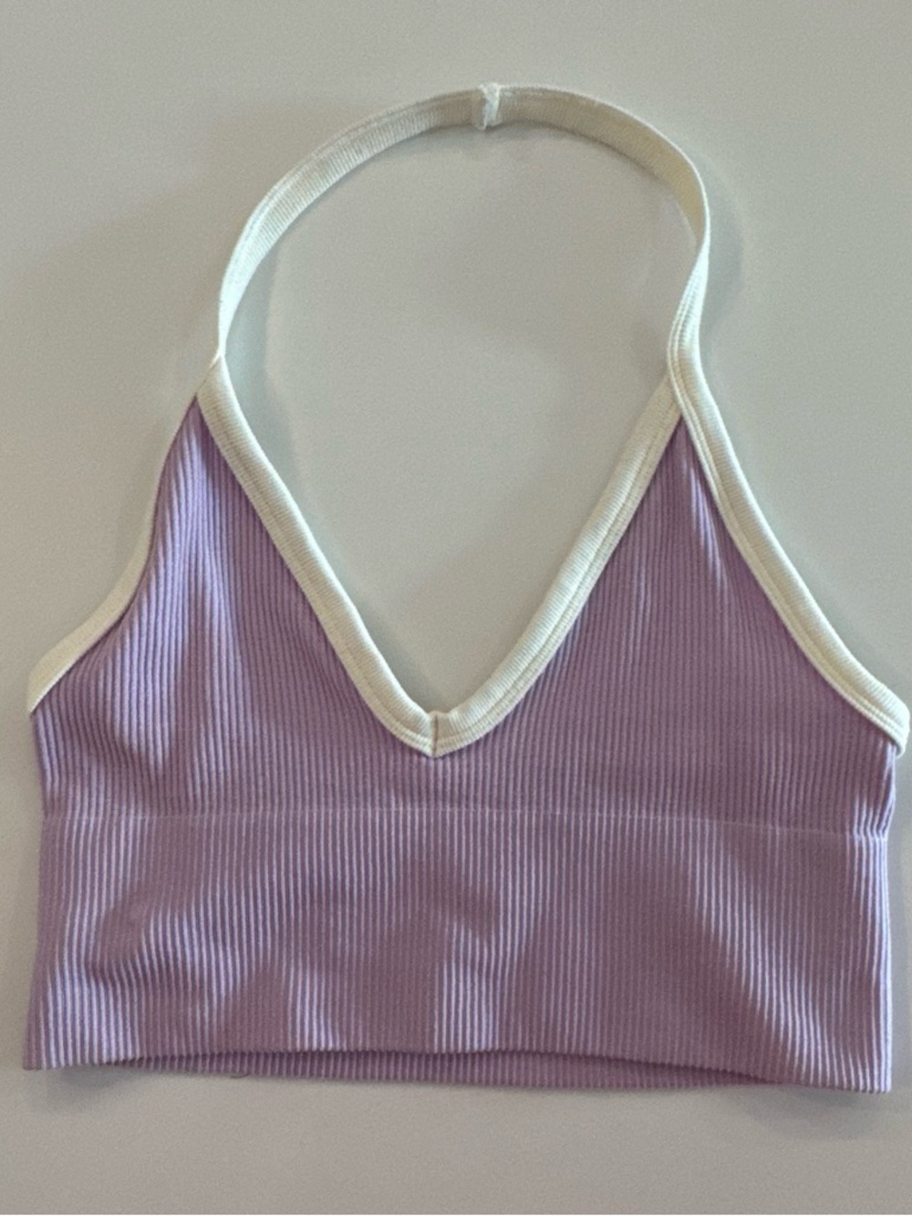 Urban Outfitters Lavender Ribbed Halter Top with White Trim